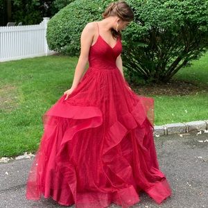 red sparkle gown.
